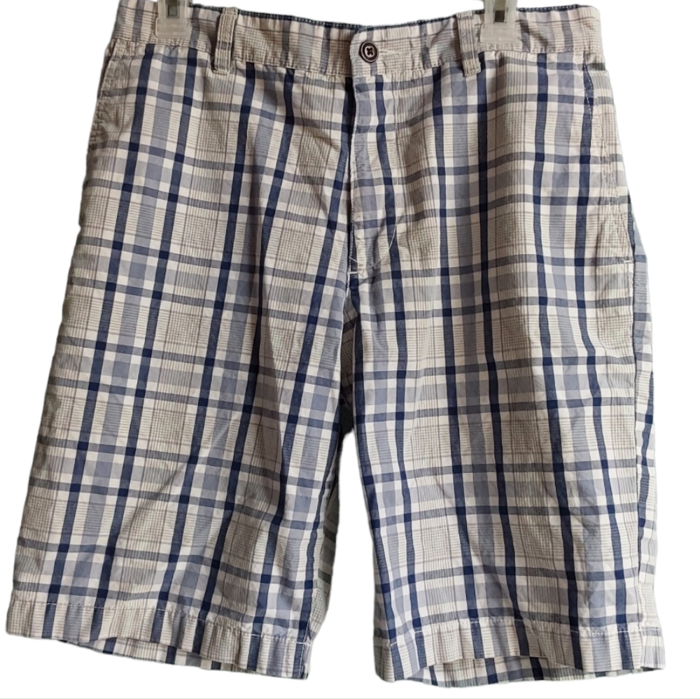 Dockers Men's Plaid Tan and Blue Shorts Size 32